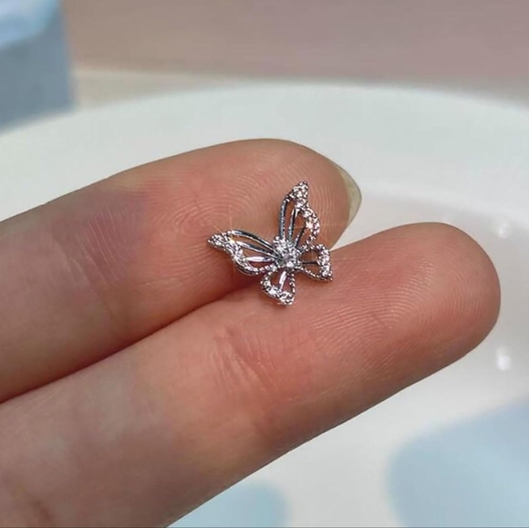 Anthropologie Jewelry - Silver Butterfly Stud Earrings